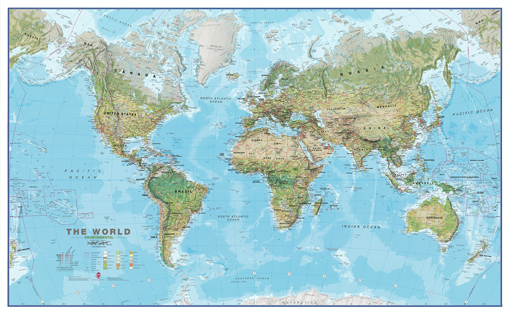 Zeměpisná nástěnná mapa světa CE20 – 2. jakost