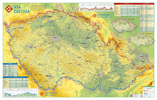 Zeměpisná mapa ČR Via Czechia – dvě stezky - 2. jakost