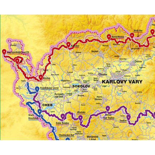 Zeměpisná mapa ČR Via Czechia – šest stezek