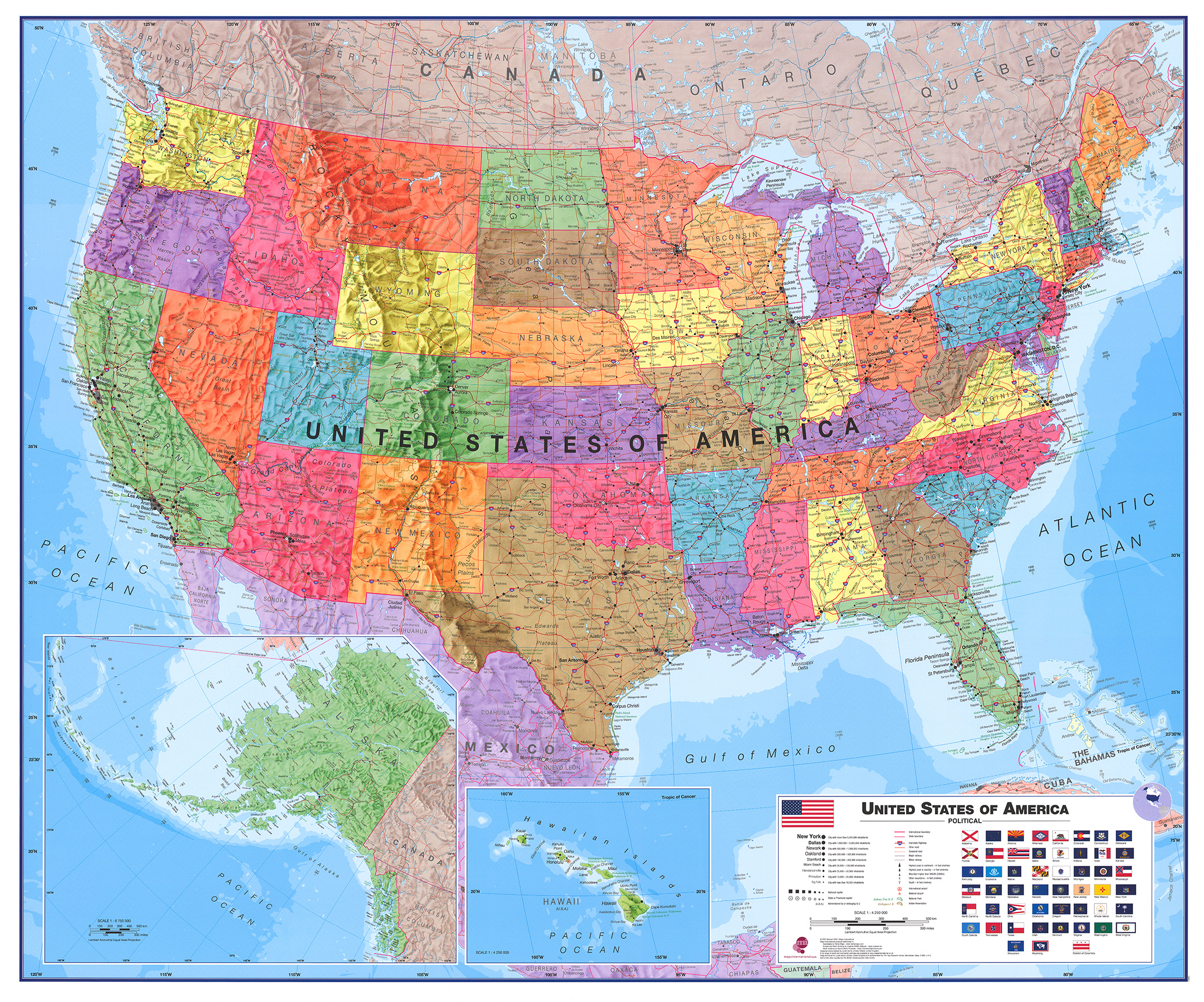 Politická nástěnná mapa USA – 2. jakost

