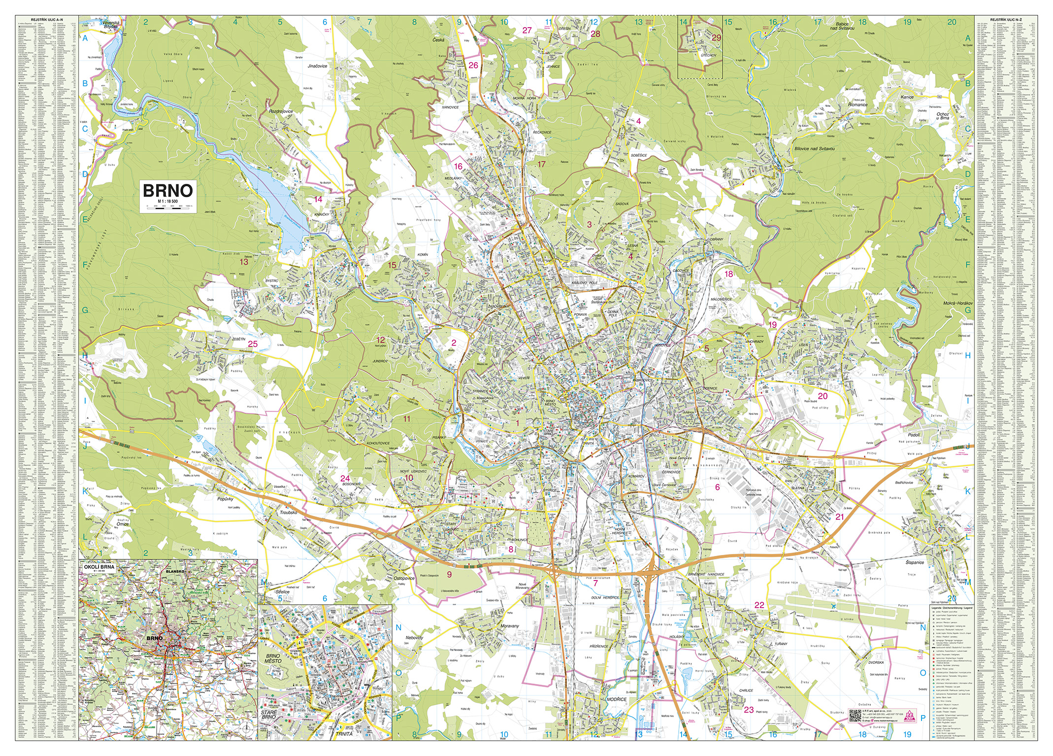 Nástěnná mapa Brno
