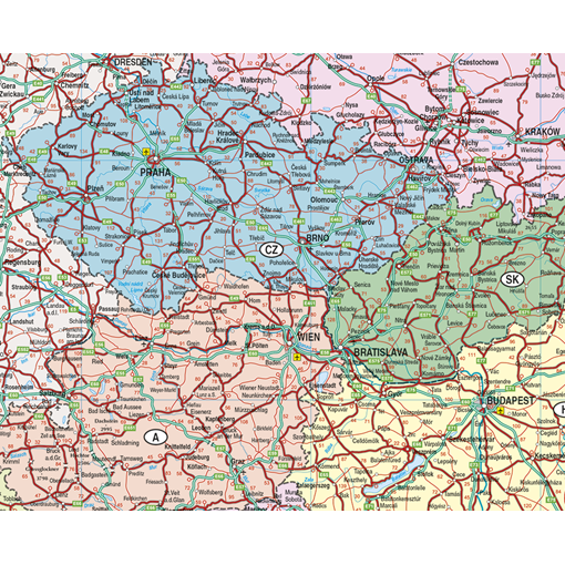 Silniční nástěnná mapa Evropy PF2600 - 2. jakost