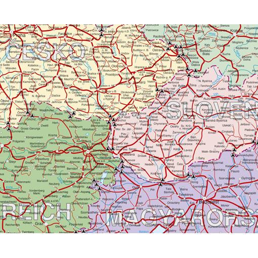 Železniční nástěnná mapa Evropy PF2690 - 2. jakost