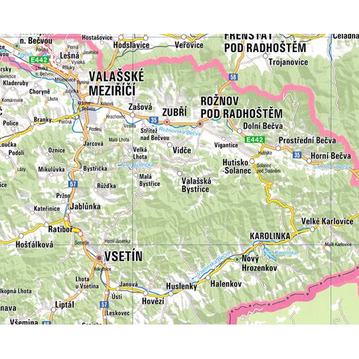 Silniční nástěnná mapa Moravy - 2. jakost