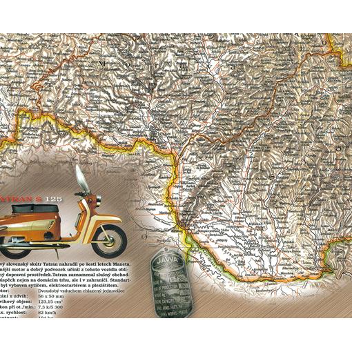 Historická mapa Československé motocykly r. 1918-1992 - 2. jakost