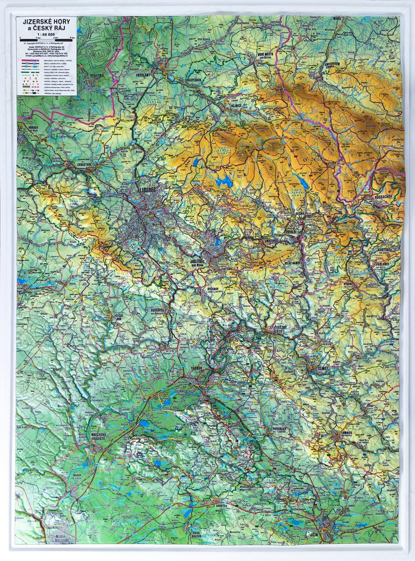 Plastická mapa Jizerské hory a Český ráj - 2. jakost