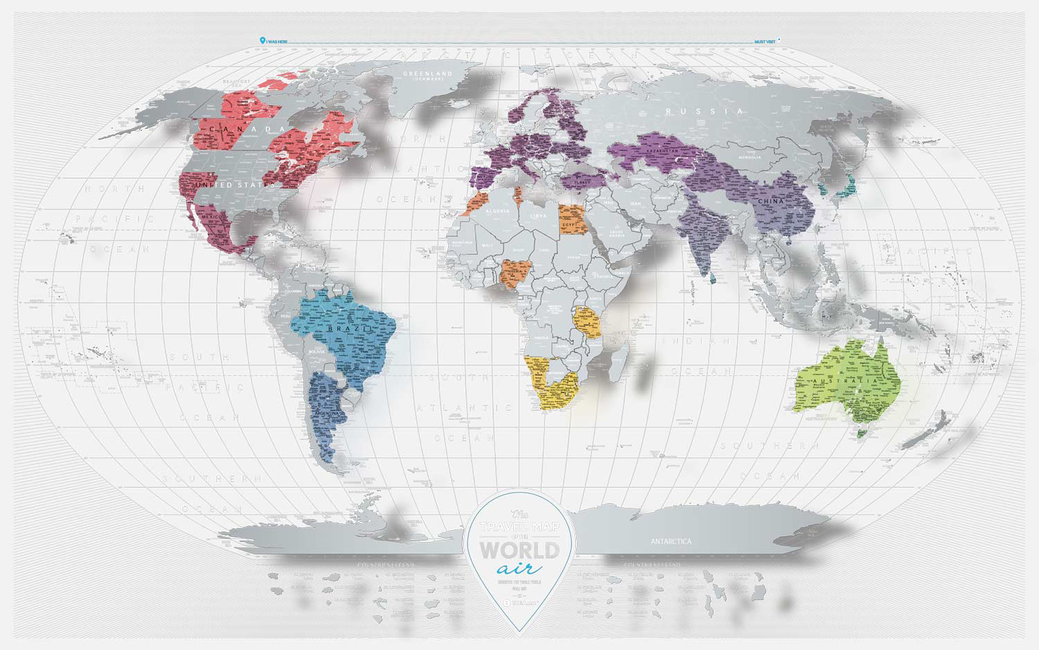 Stírací mapa světa Travel Map Air World – 2. jakost