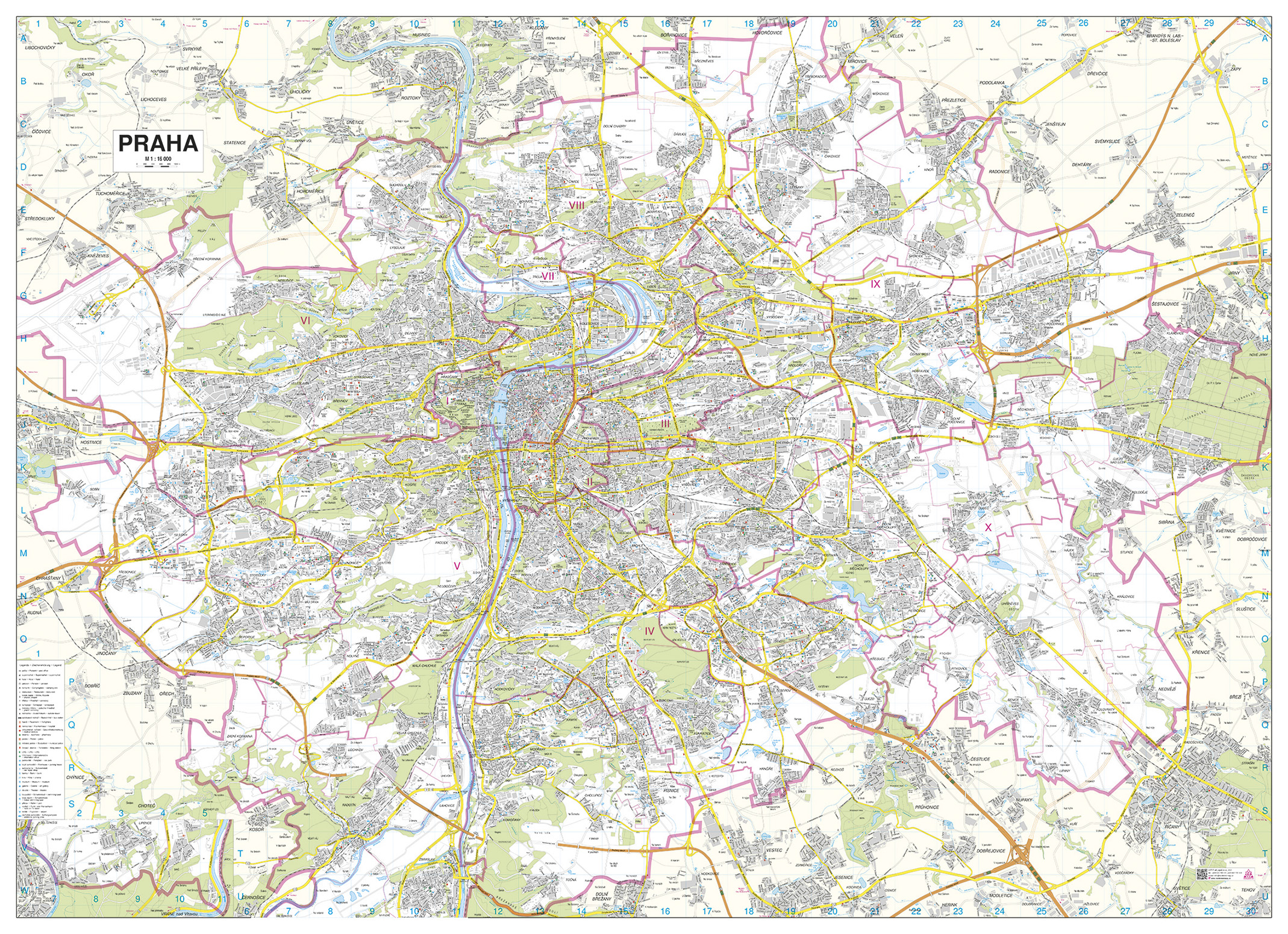 Nástěnná mapa Praha velká - 2. jakost