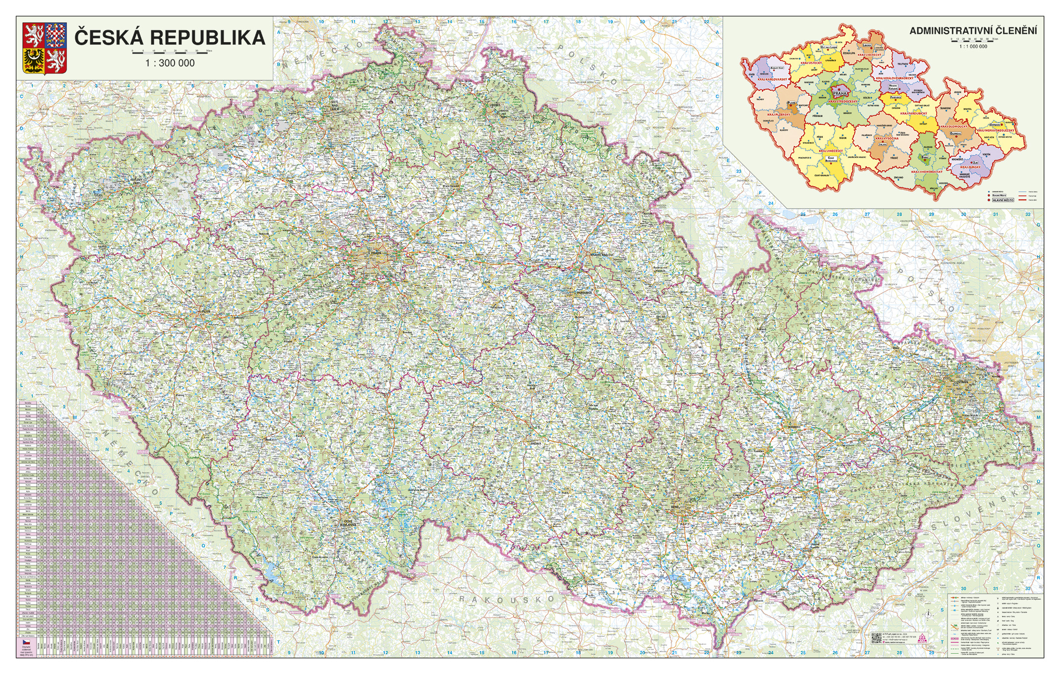 Silniční nástěnná mapa ČR PF300 - 2. jakost