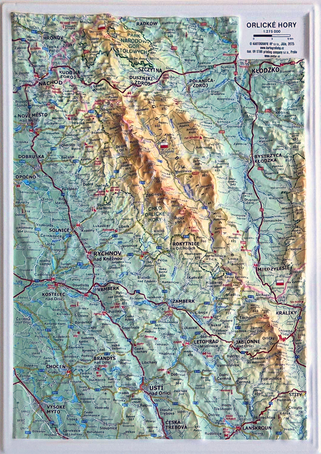 Plastická mapa Orlické hory