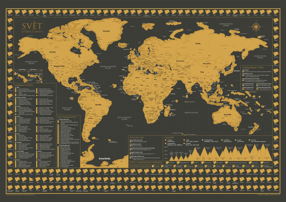 Stírací mapa světa v češtině TR - 2. jakost