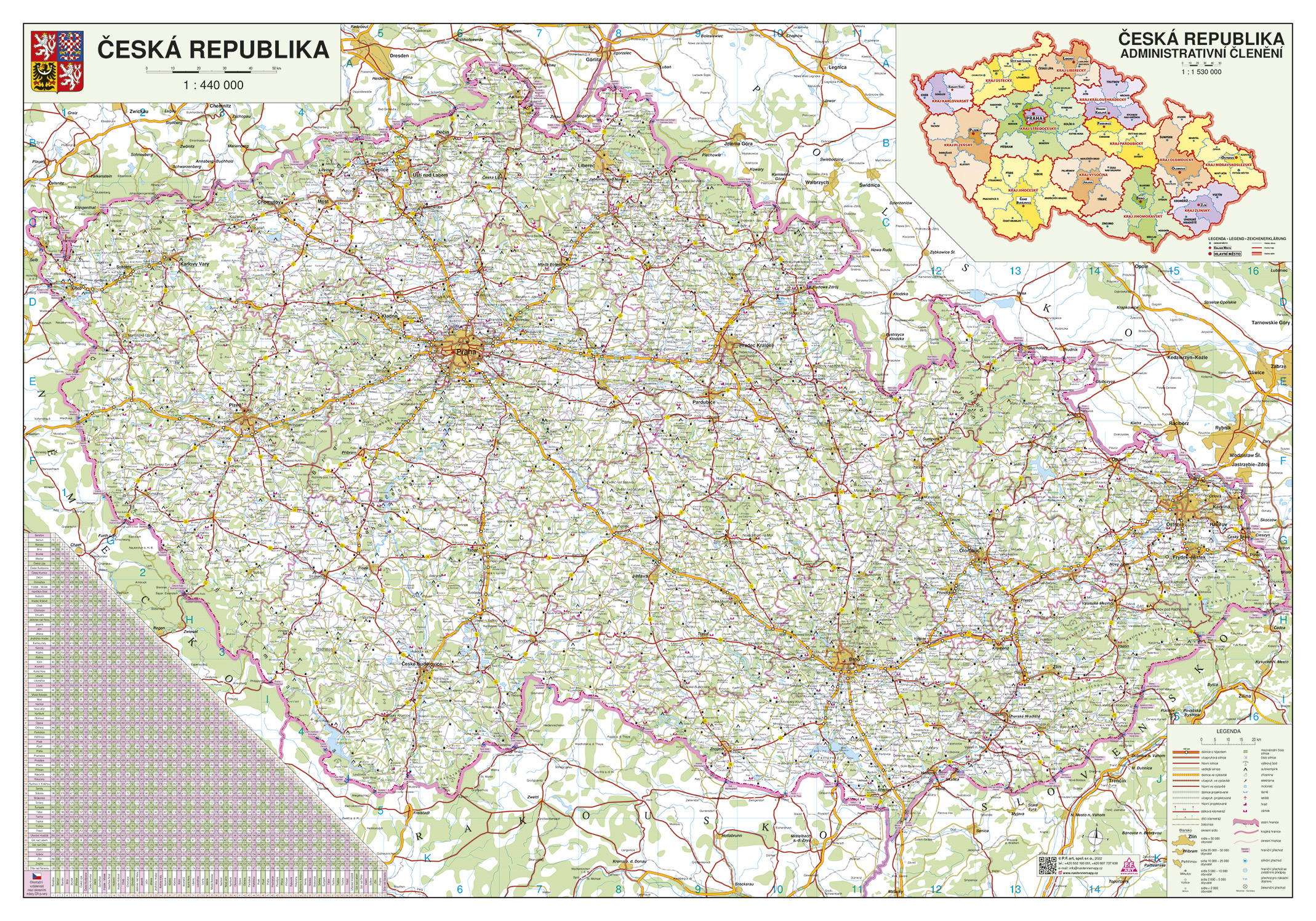 Silniční nástěnná mapa ČR PF440 - výprodej