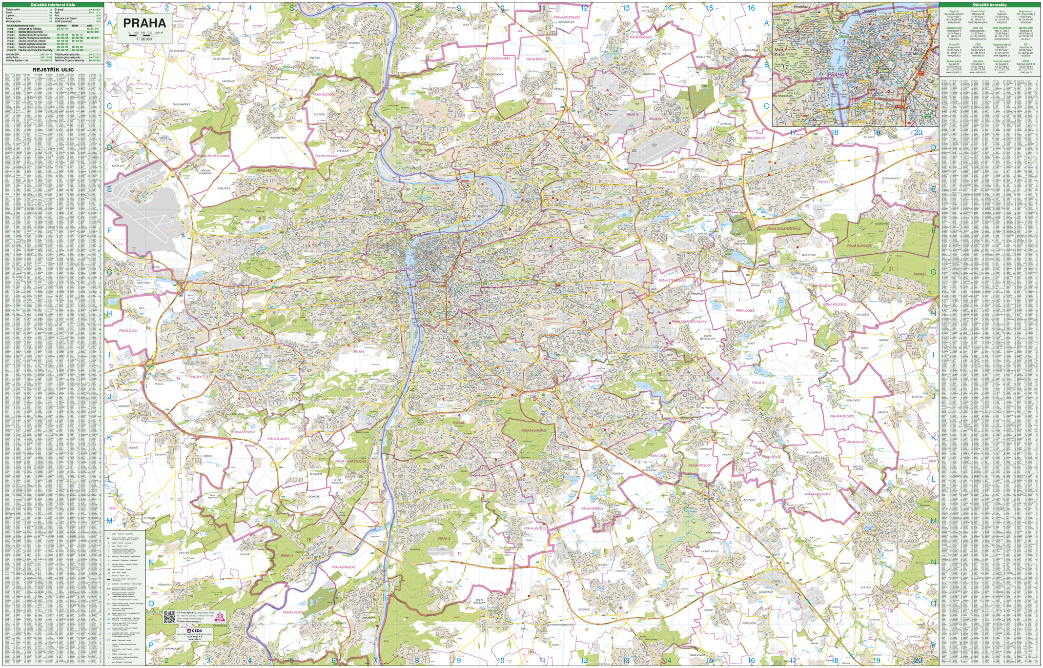 Nástěnná mapa Praha