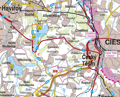 mapa cesky tesin Nástěnná mapa Český Těšín | Nástěnné mapy.cz