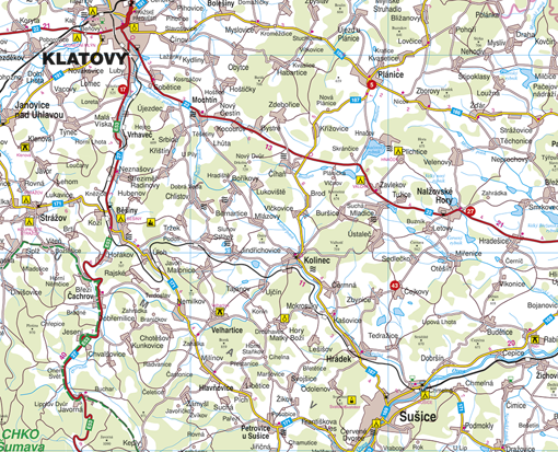 mapa sušice a okolí Nástěnná mapa Klatovy, Sušice | Nástěnné mapy.cz