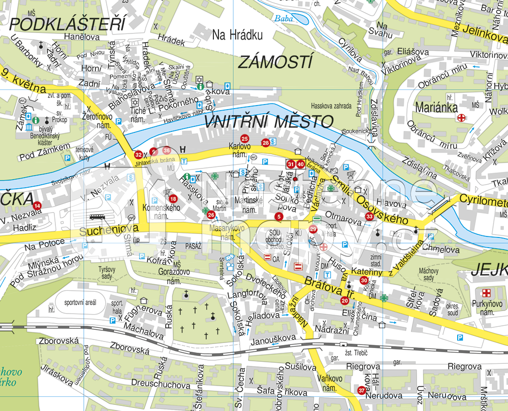 třebíč mapa Nástěnná mapa TŘEBÍČ | Nástěnné mapy.cz třebíč mapa