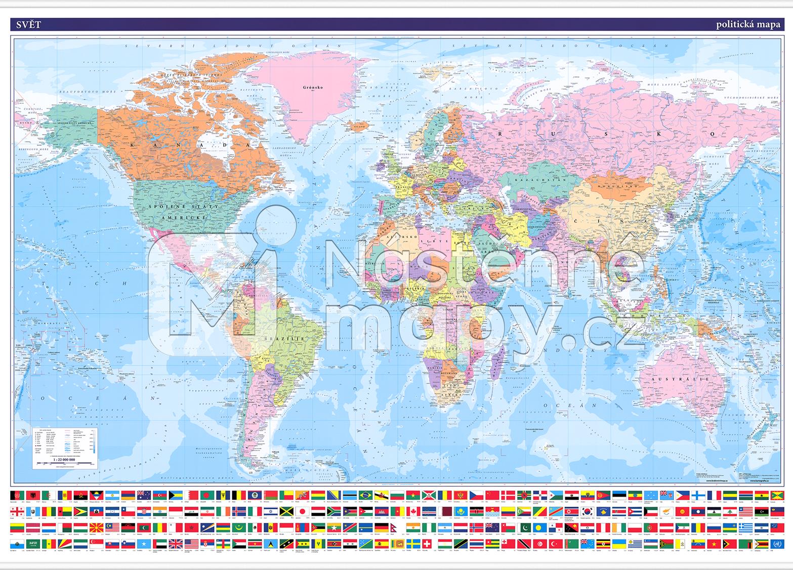 Politická Nástěnná Mapa Světa V češtině Ex22 Nástěnné Mapycz 2418
