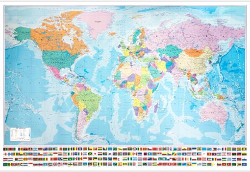 Politická nástěnná mapa světa v češtině EX15 – 2. jakost