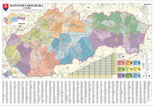 Administrativní nástěnná mapa Slovenska 