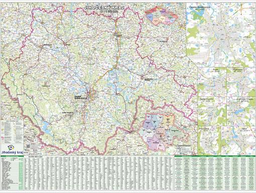 Nástěnná mapa Jihočeský kraj PF150