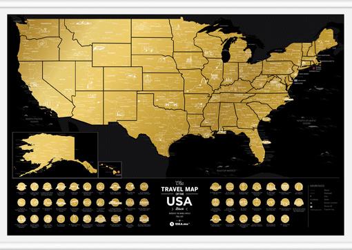 Stírací mapa USA Travel Map Black