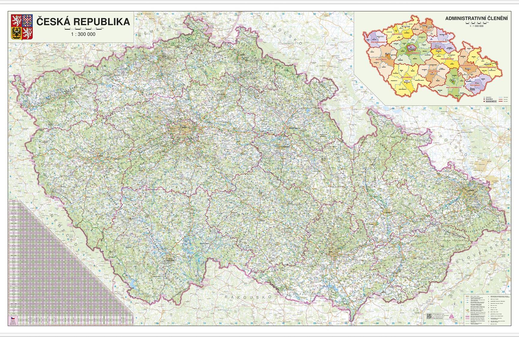 Silniční nástěnná mapa ČR PF300 - 2. jakost