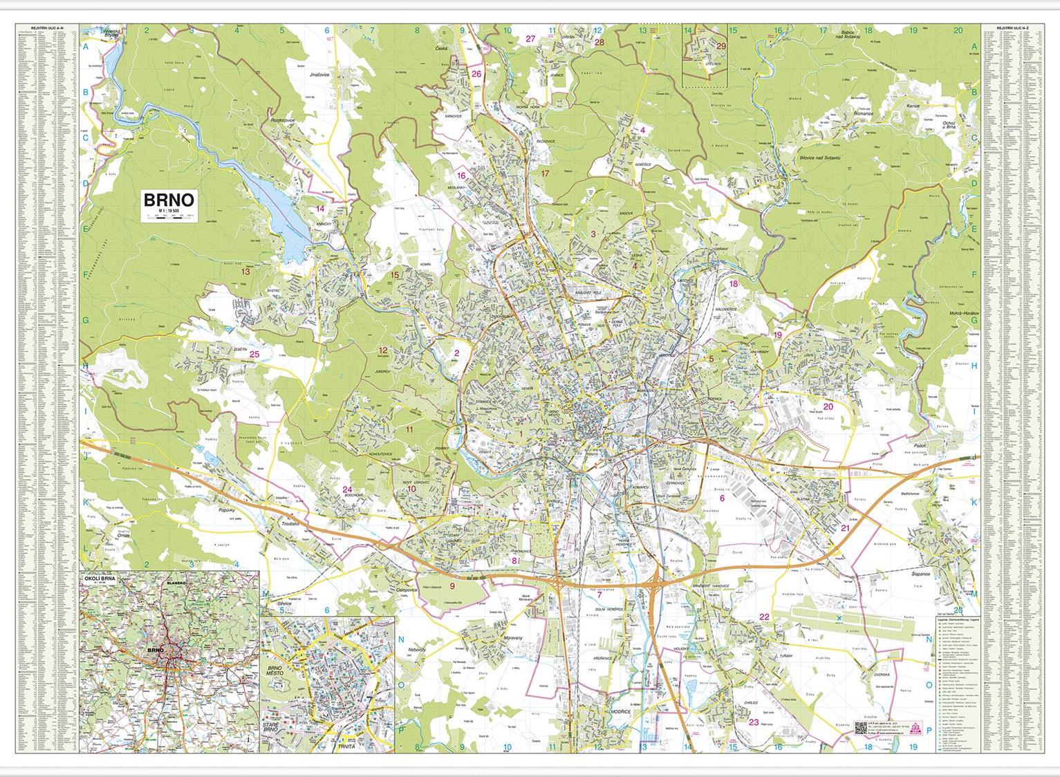 Nástěnná mapa Brno