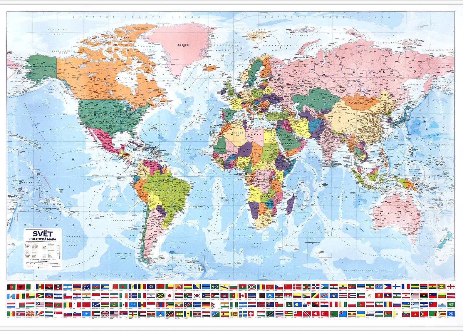 Politická nástěnná mapa světa v češtině EX22