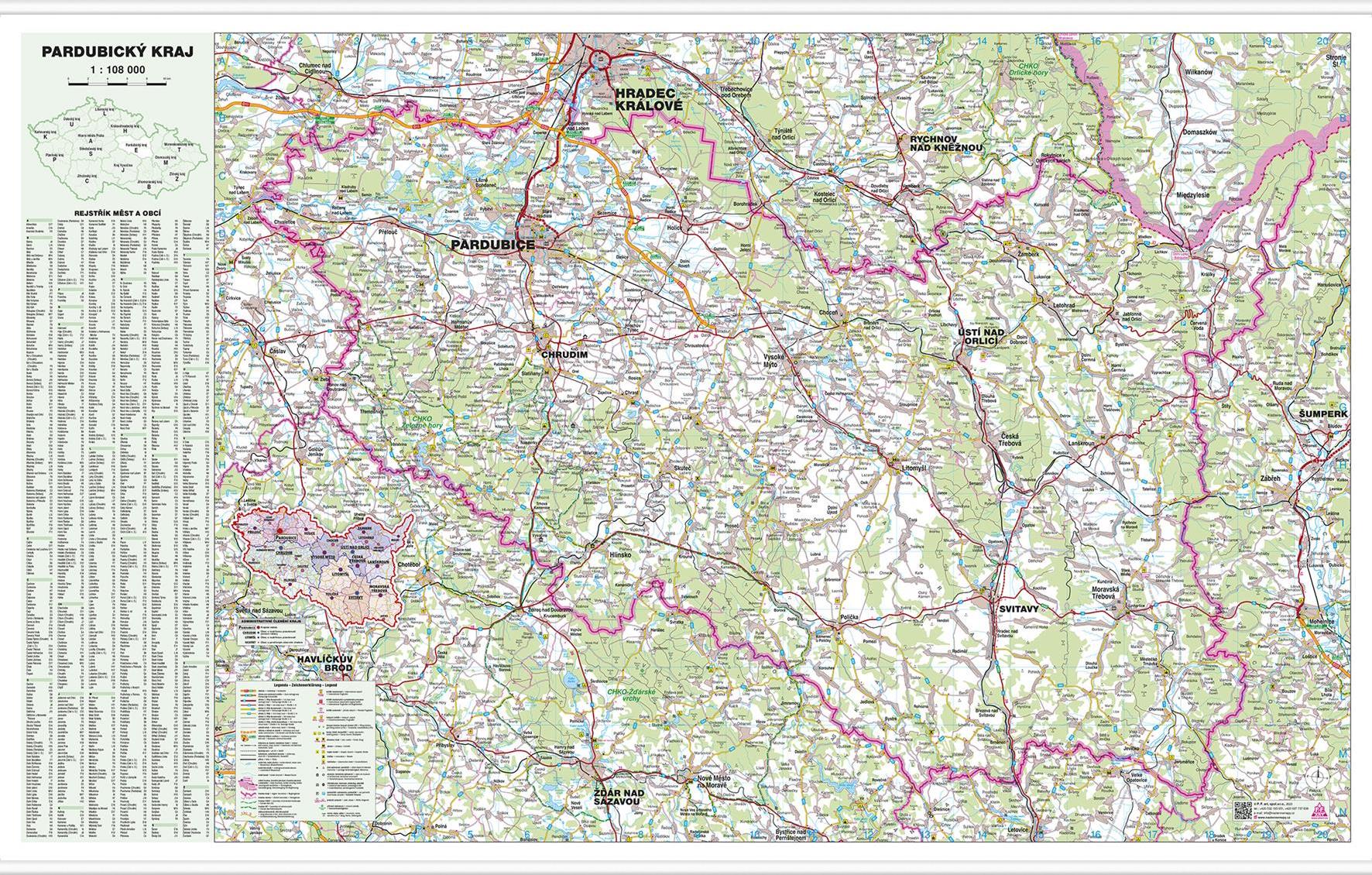 Nástěnná mapa Pardubický kraj (PF)