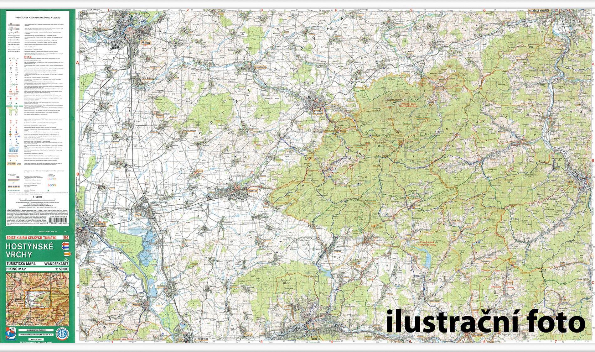 Nástěnná mapa Okolí Brna - Slavkovské bojiště a Ždánický les - turistická (87) - 2. jakost